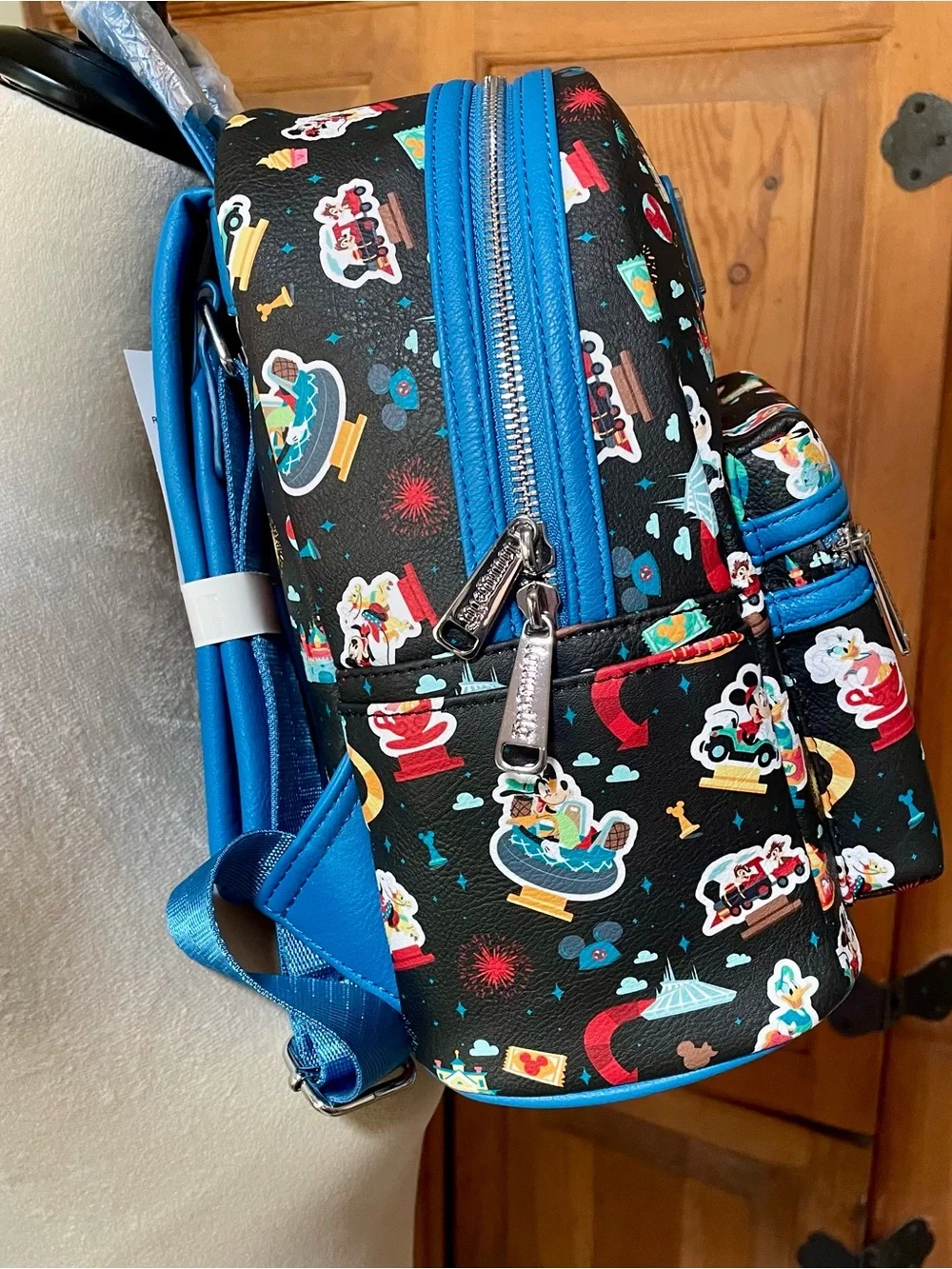 Loungefly Disney Parks Black Mini Backpack with Bright Blue Trim